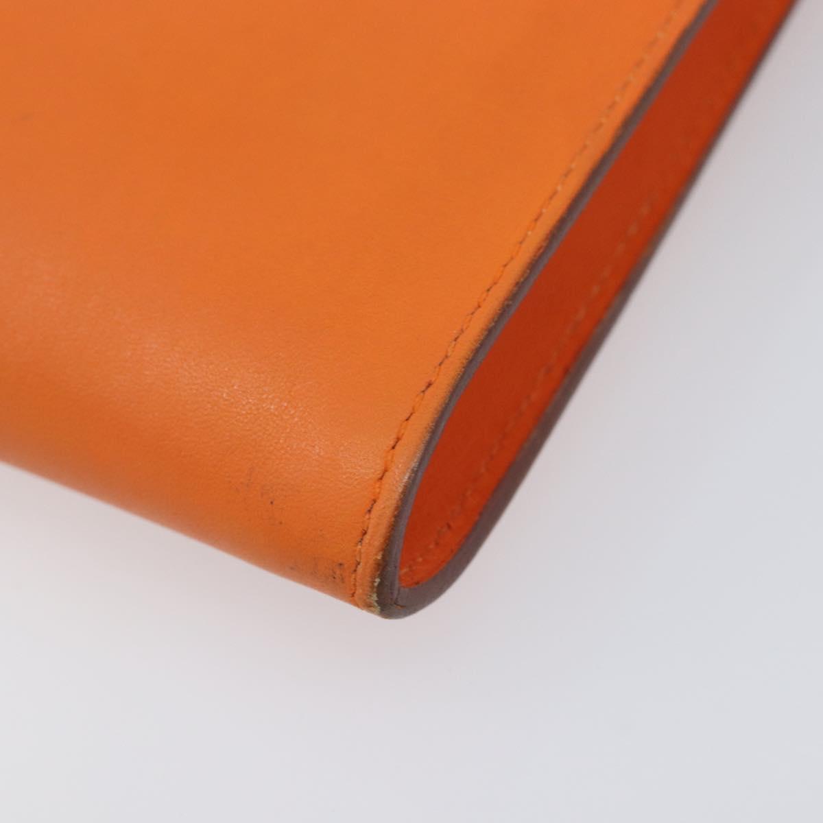 HERMES Onimetu Shoulder Bag Leather Orange Auth bs37999
