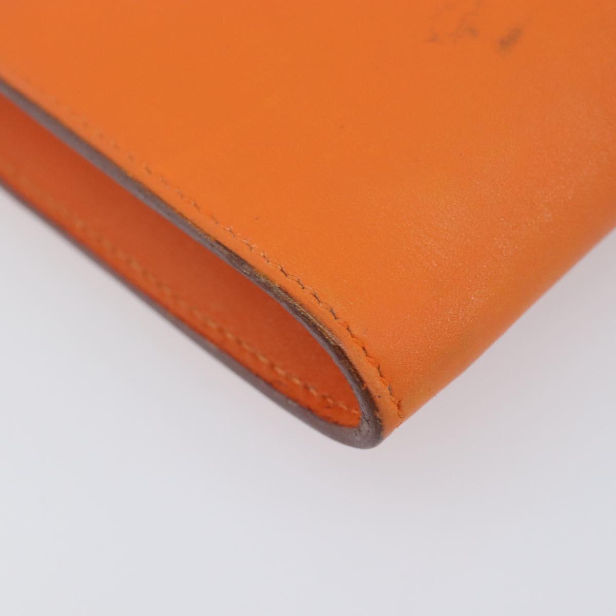 HERMES Onimetu Shoulder Bag Leather Orange Auth bs37999