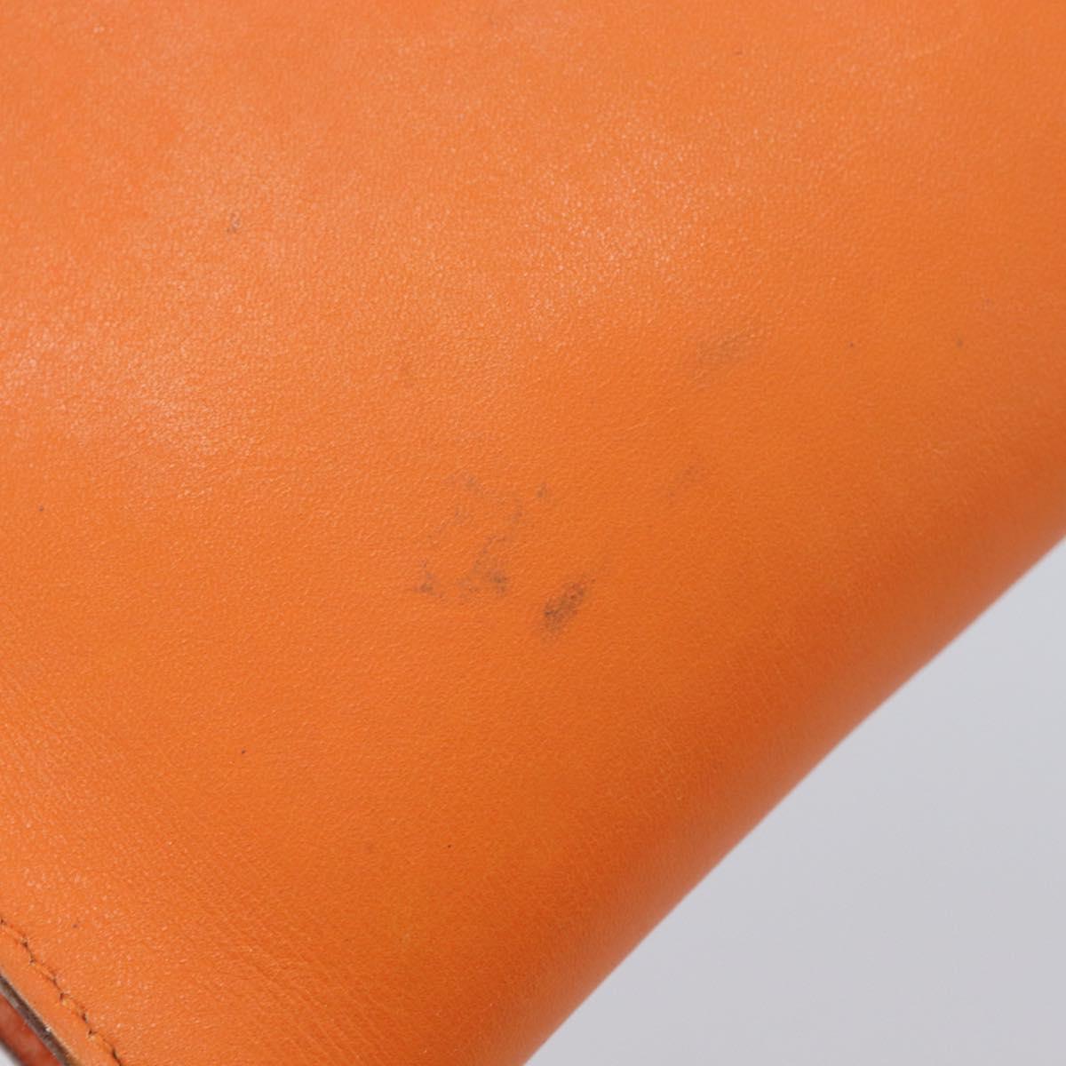 HERMES Onimetu Shoulder Bag Leather Orange Auth bs37999