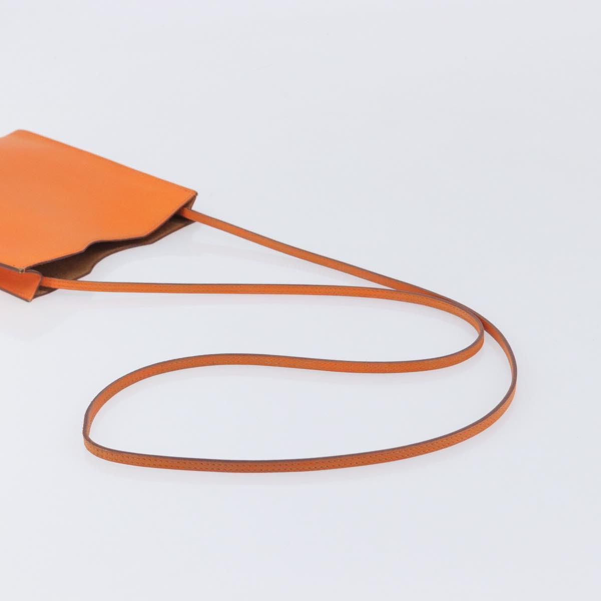 HERMES Onimetu Shoulder Bag Leather Orange Auth bs37999