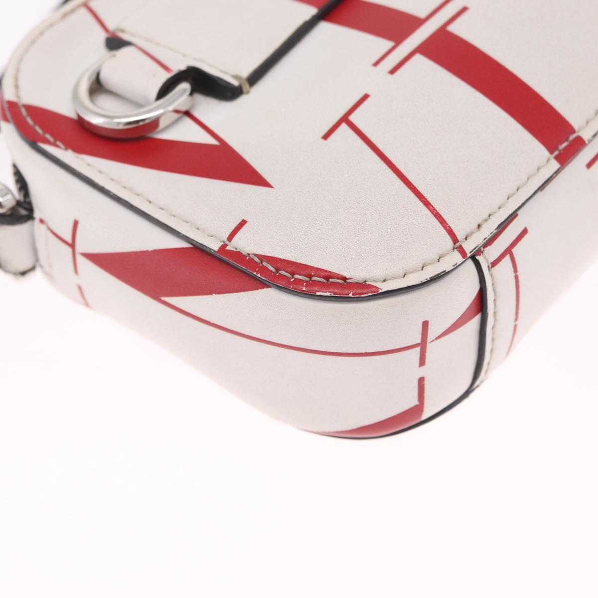Valentino Shoulder Bag Leather White Red Auth bs38001