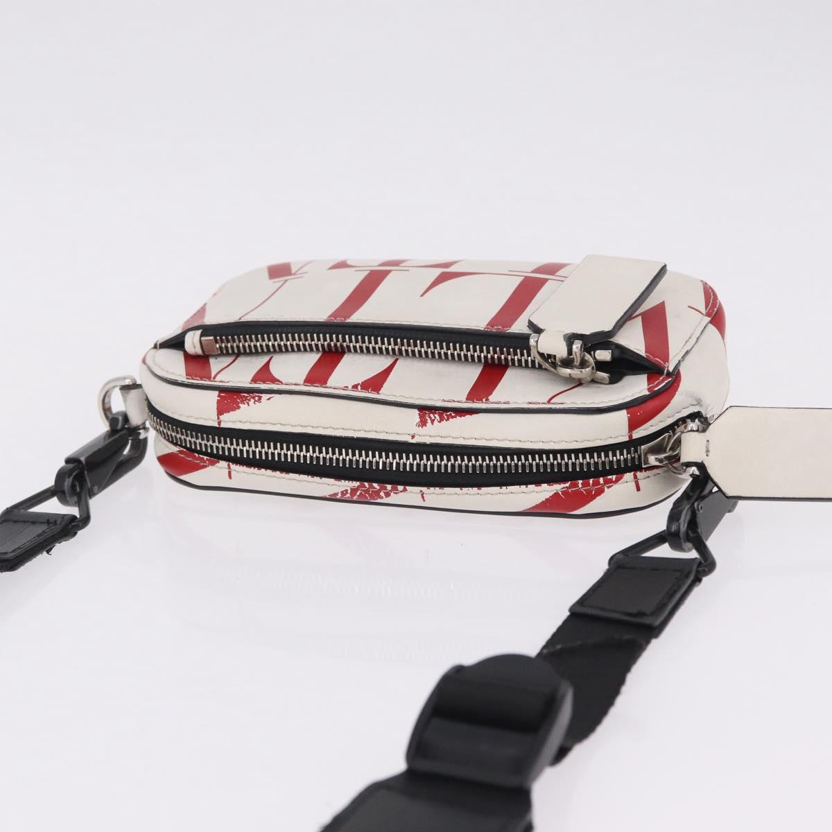 Valentino Shoulder Bag Leather White Red Auth bs38001