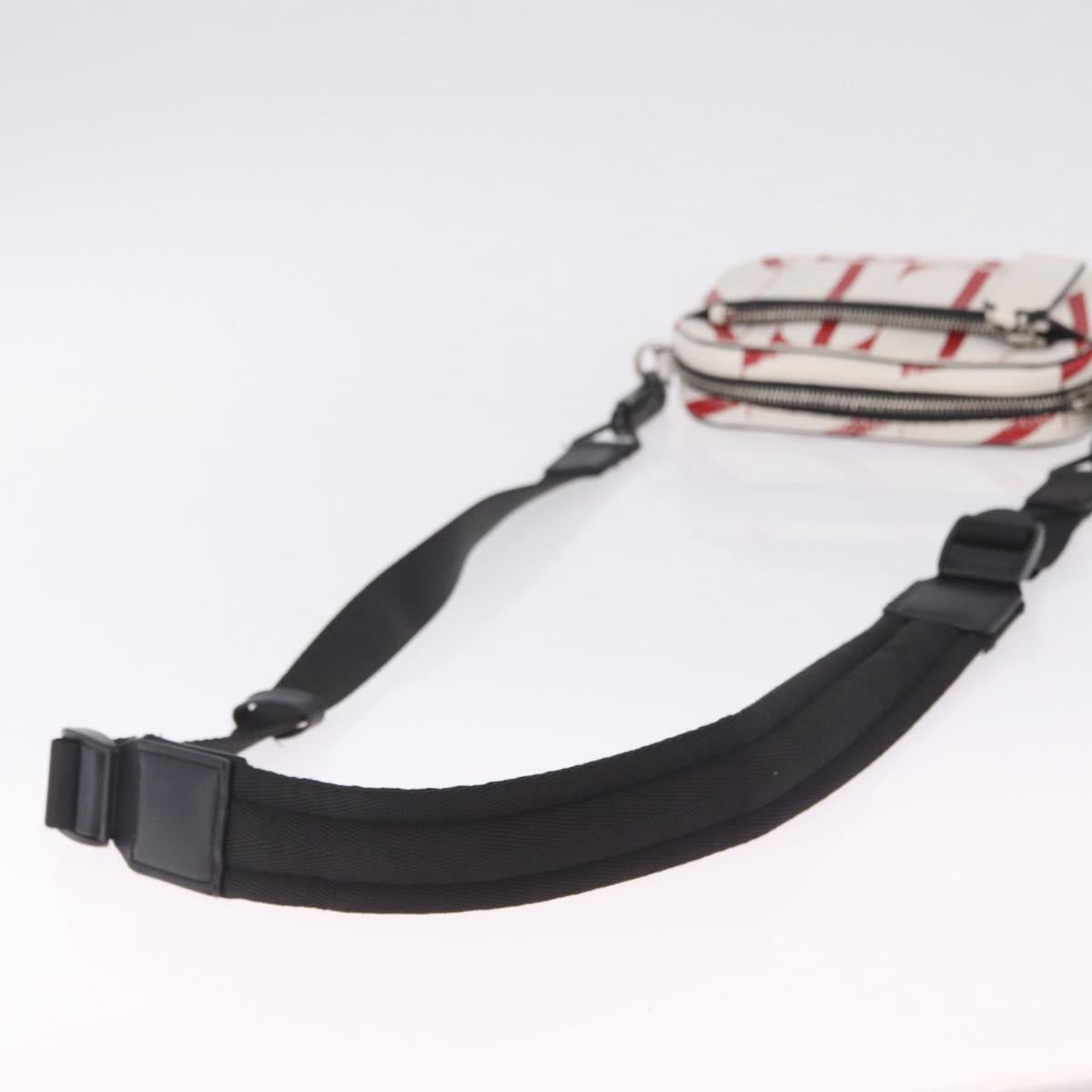 Valentino Shoulder Bag Leather White Red Auth bs38001