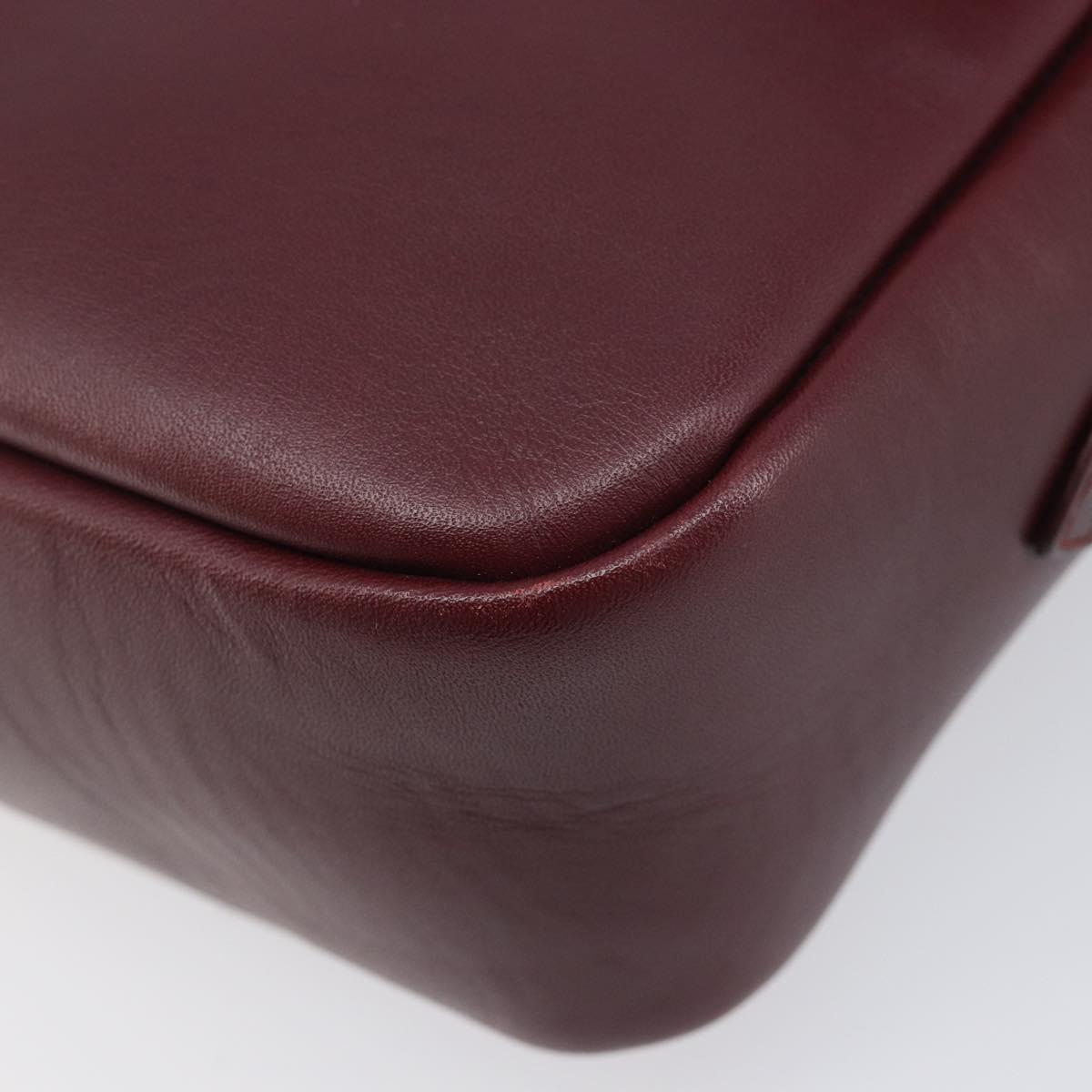 Cartier Must Line Shoulder Bag Leather Bordeaux Gold Tone Auth bs38005A