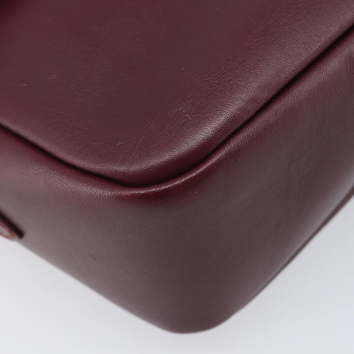 Cartier Must Line Shoulder Bag Leather Bordeaux Gold Tone Auth bs38005A