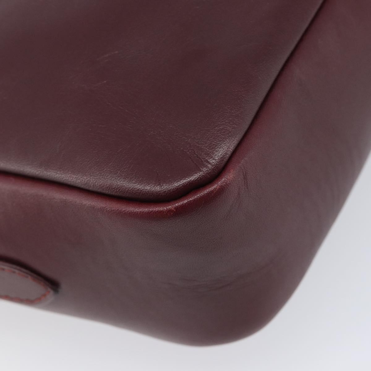Cartier Must Line Shoulder Bag Leather Bordeaux Gold Tone Auth bs38005A