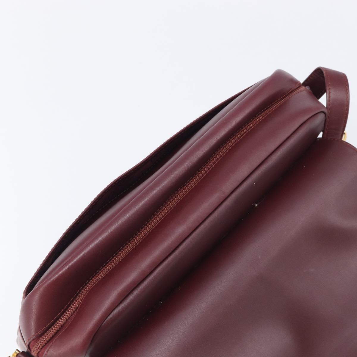 Cartier Must Line Shoulder Bag Leather Bordeaux Gold Tone Auth bs38005A