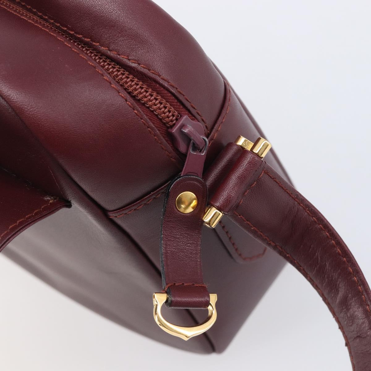 Cartier Must Line Shoulder Bag Leather Bordeaux Gold Tone Auth bs38005A