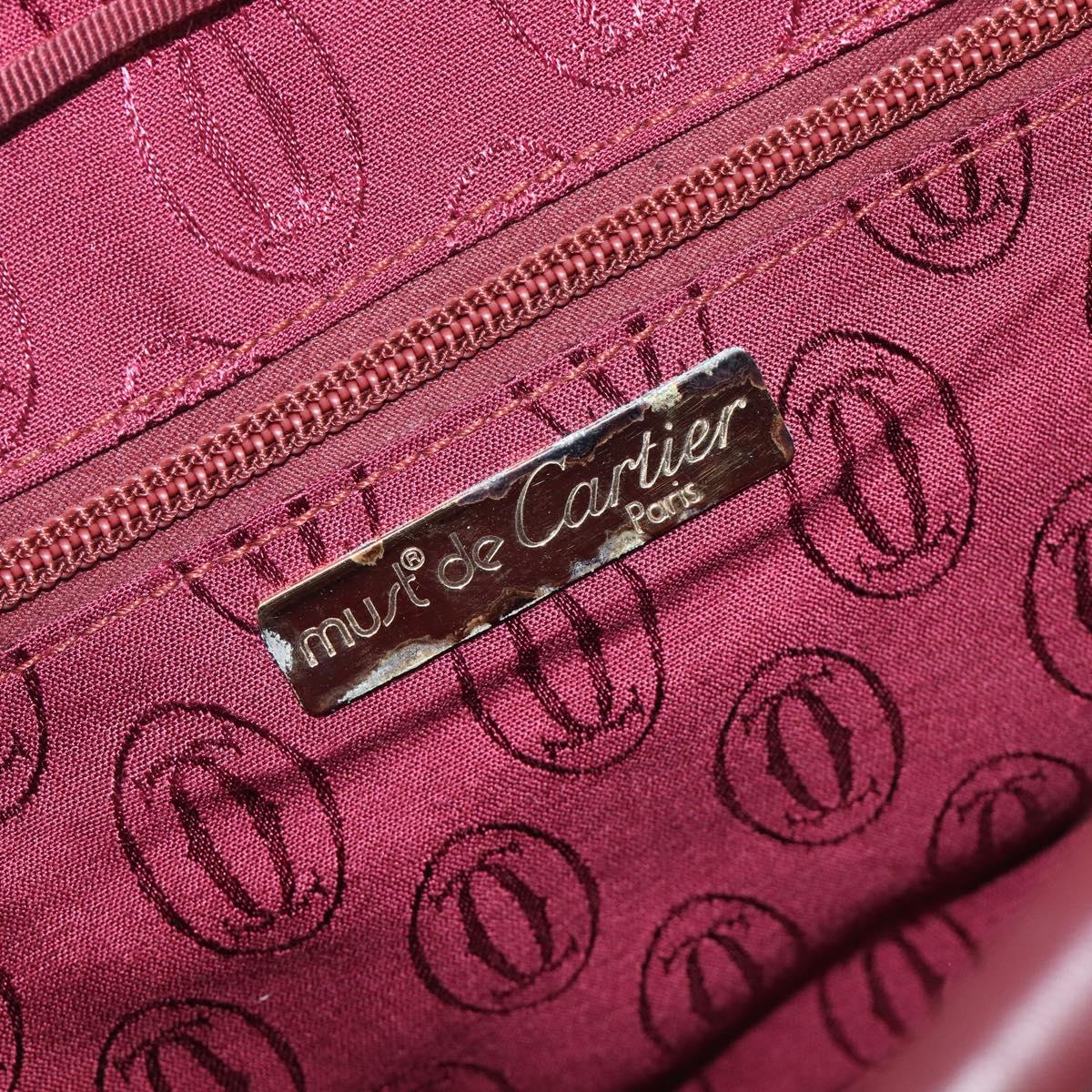 Cartier Must Line Shoulder Bag Leather Bordeaux Gold Tone Auth bs38005A