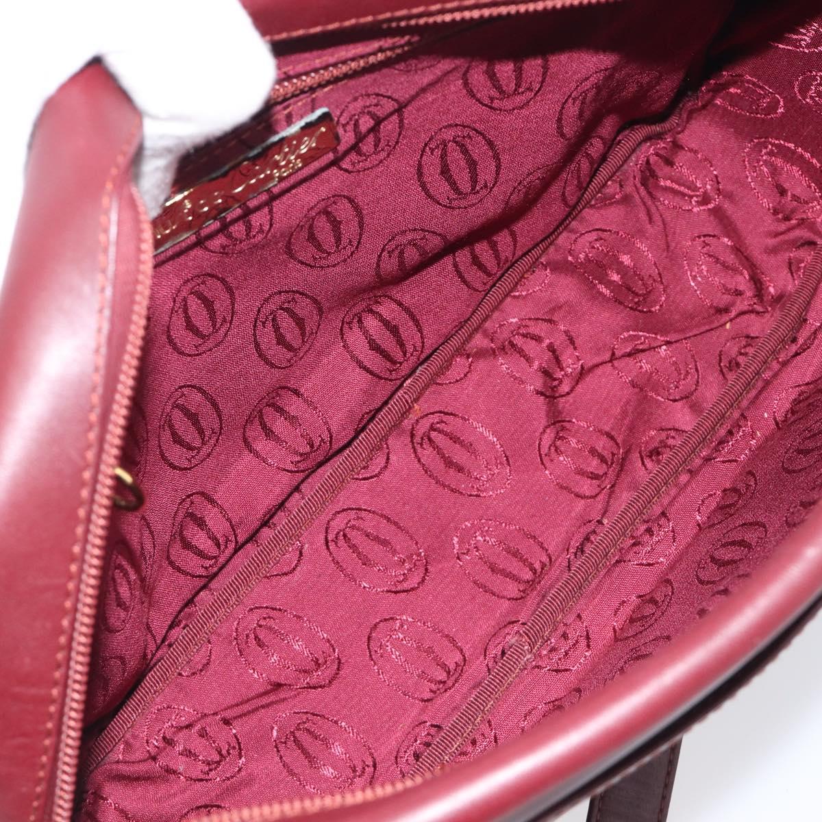 Cartier Must Line Shoulder Bag Leather Bordeaux Gold Tone Auth bs38005A