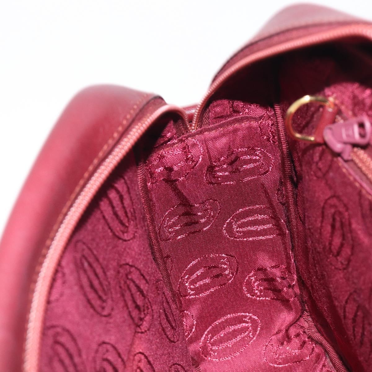 Cartier Must Line Shoulder Bag Leather Bordeaux Gold Tone Auth bs38005A