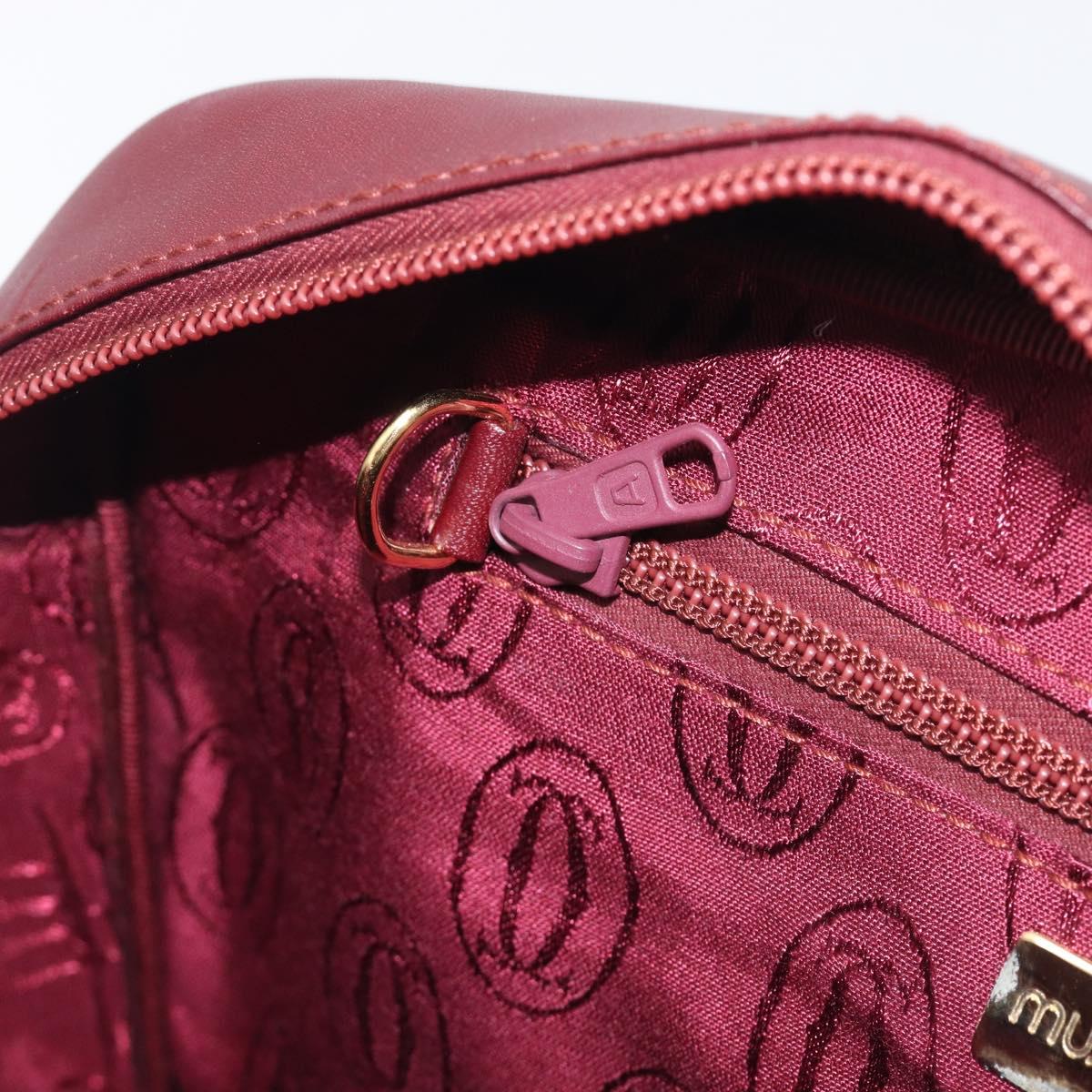 Cartier Must Line Shoulder Bag Leather Bordeaux Gold Tone Auth bs38005A