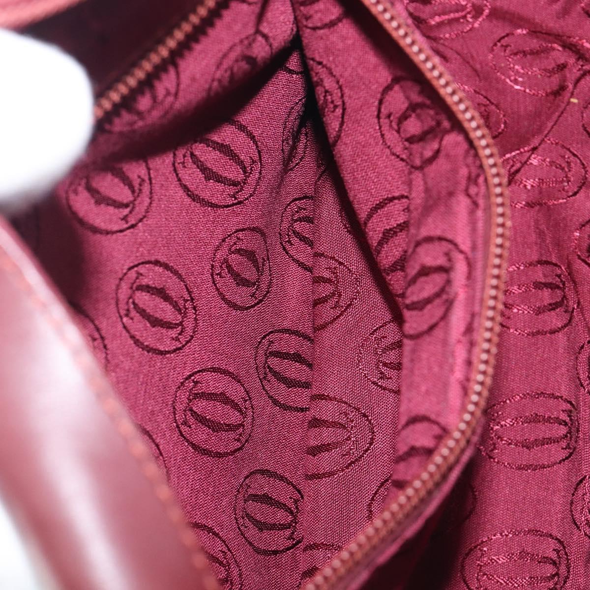 Cartier Must Line Shoulder Bag Leather Bordeaux Gold Tone Auth bs38005A