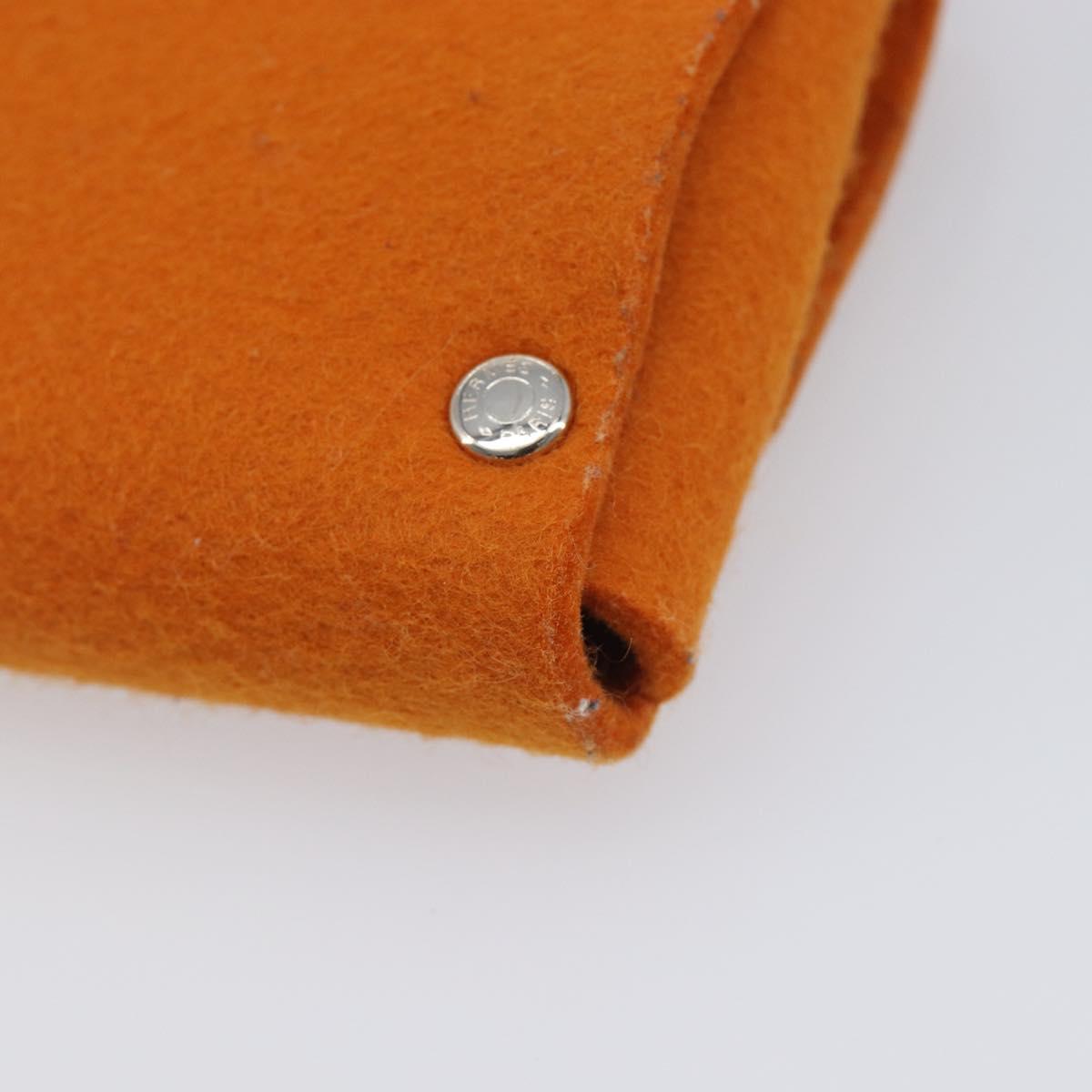 HERMES Etui Cult GM Pouch Felt Orange Silver Auth bs38006