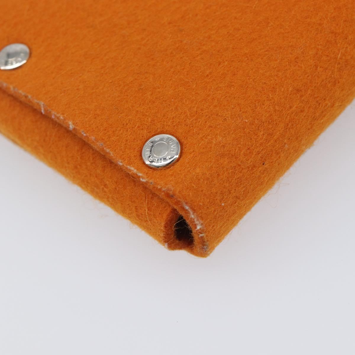 HERMES Etui Cult GM Pouch Felt Orange Silver Auth bs38006