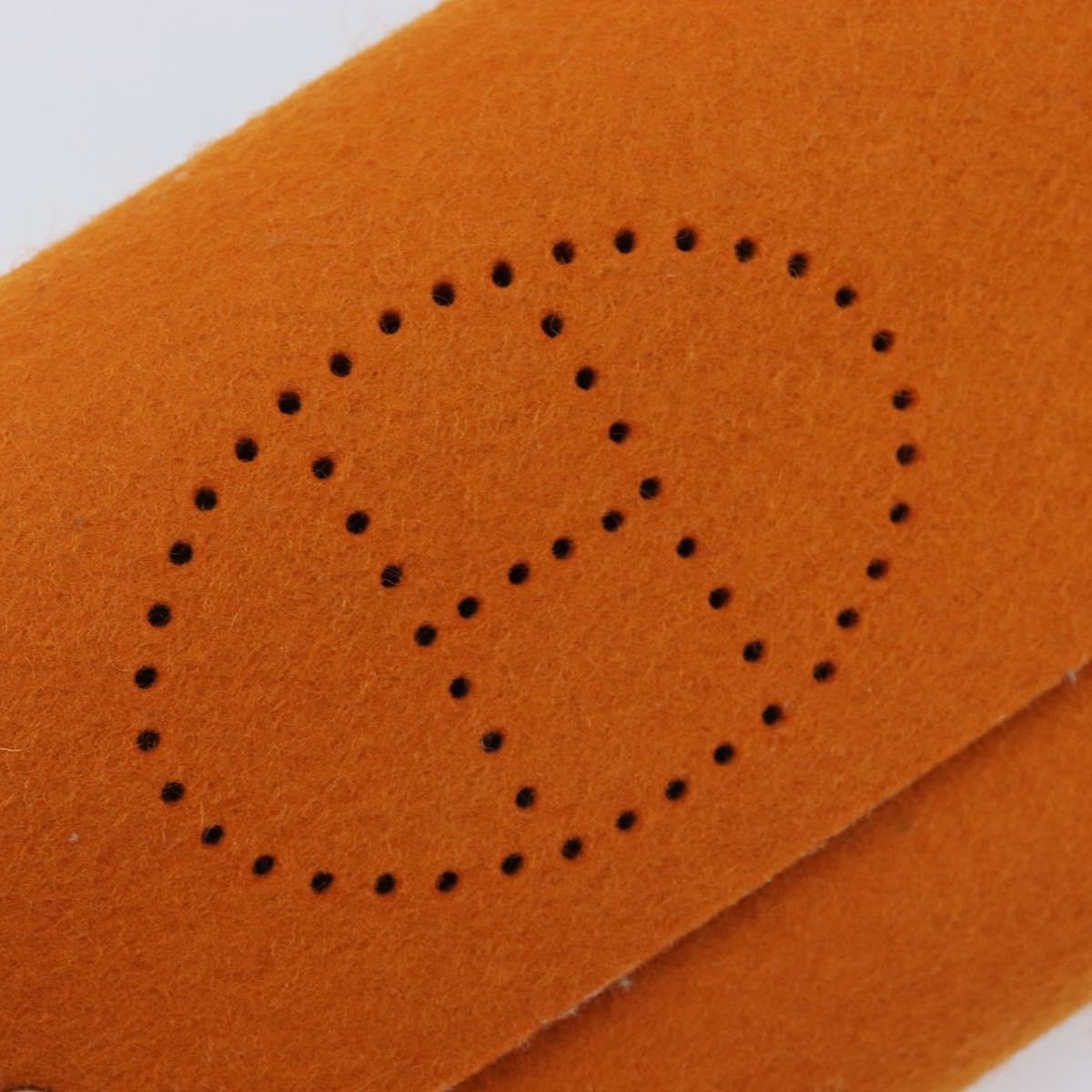 HERMES Etui Cult GM Pouch Felt Orange Silver Auth bs38006