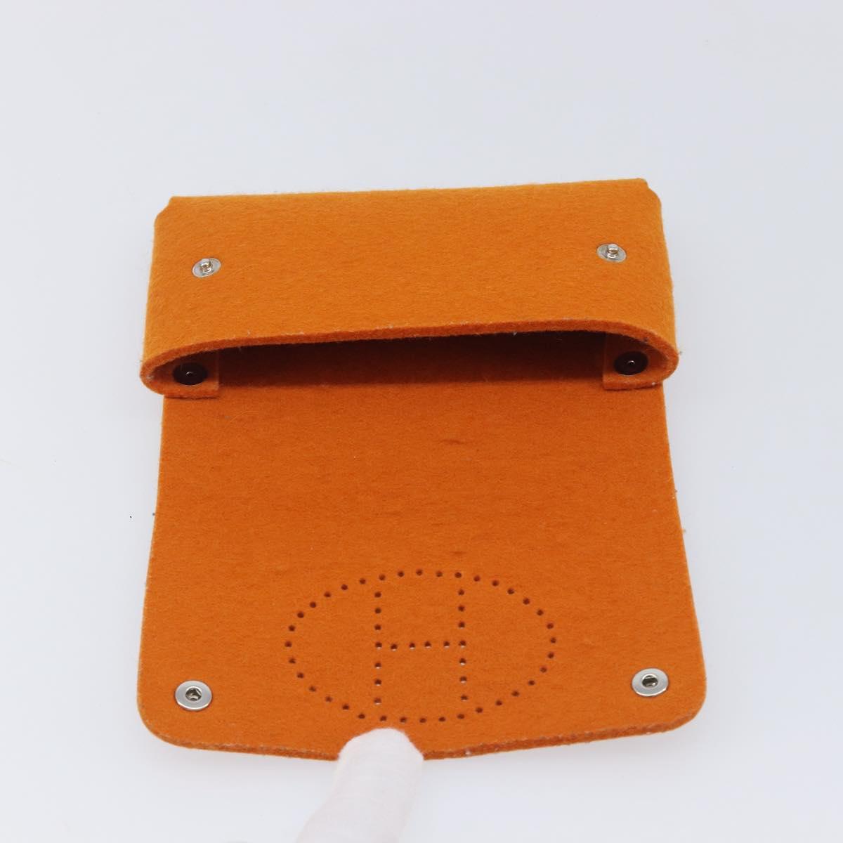 HERMES Etui Cult GM Pouch Felt Orange Silver Auth bs38006