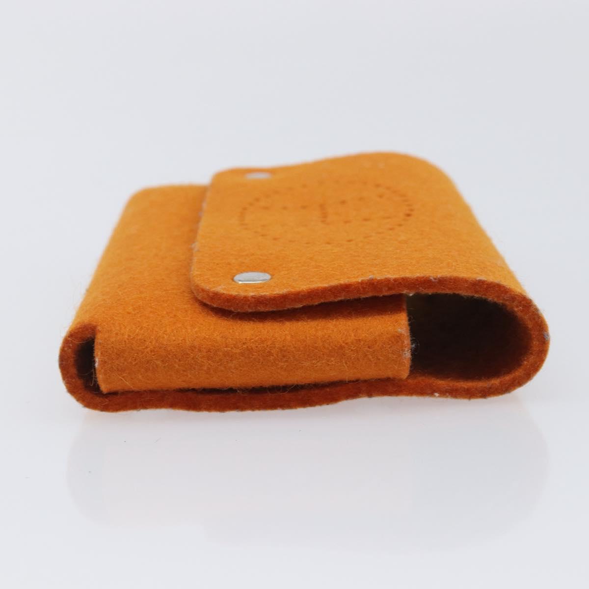 HERMES Etui Cult GM Pouch Felt Orange Silver Auth bs38006