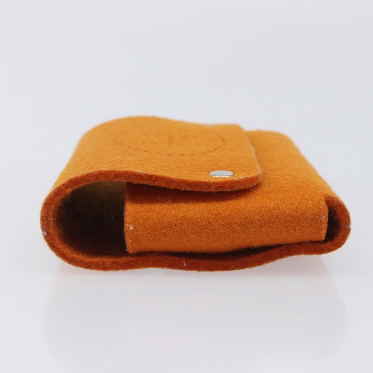 HERMES Etui Cult GM Pouch Felt Orange Silver Auth bs38006