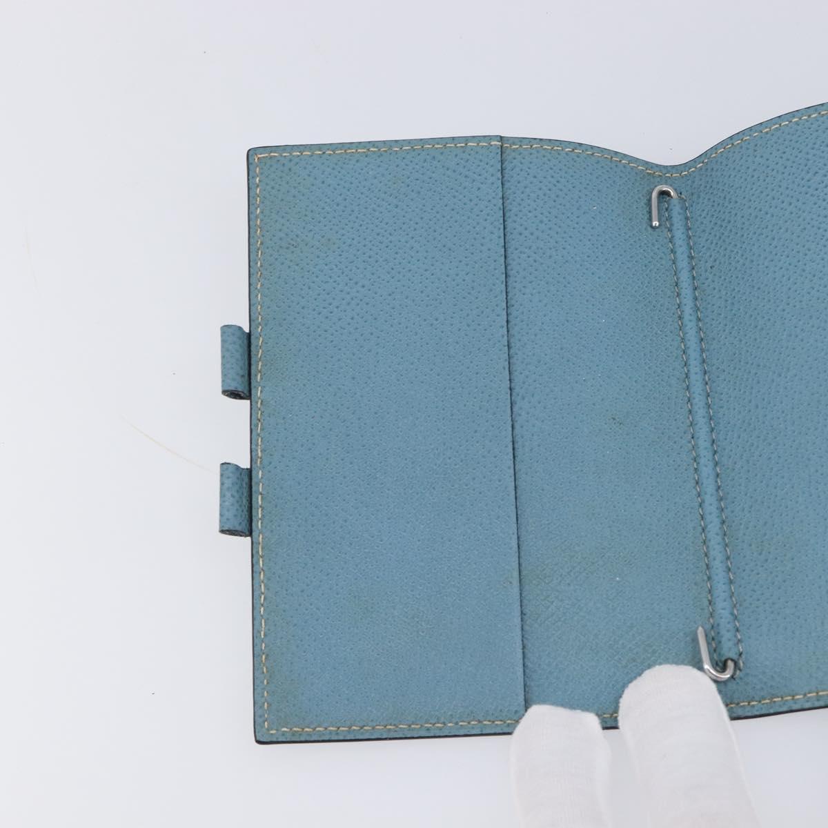 HERMES Agenda PM Day Planner Cover Leather Light Blue Silver Auth bs38008