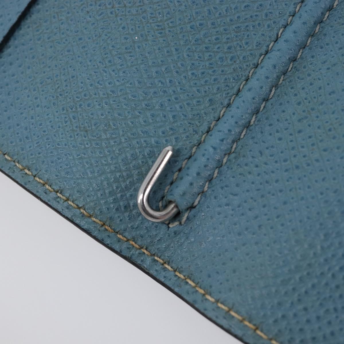 HERMES Agenda PM Day Planner Cover Leather Light Blue Silver Auth bs38008