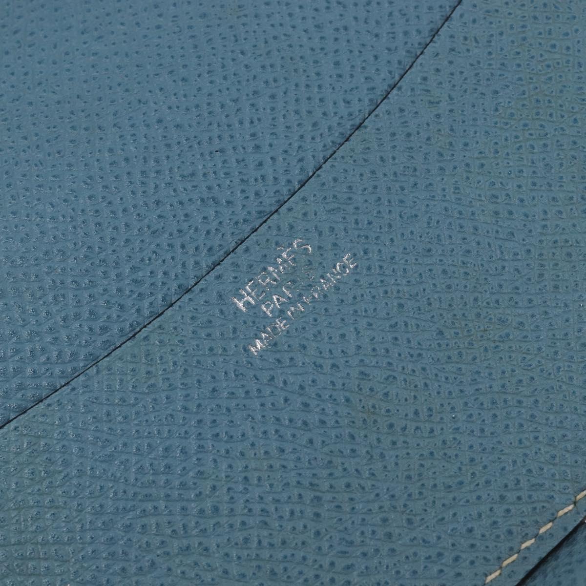 HERMES Agenda PM Day Planner Cover Leather Light Blue Silver Auth bs38008