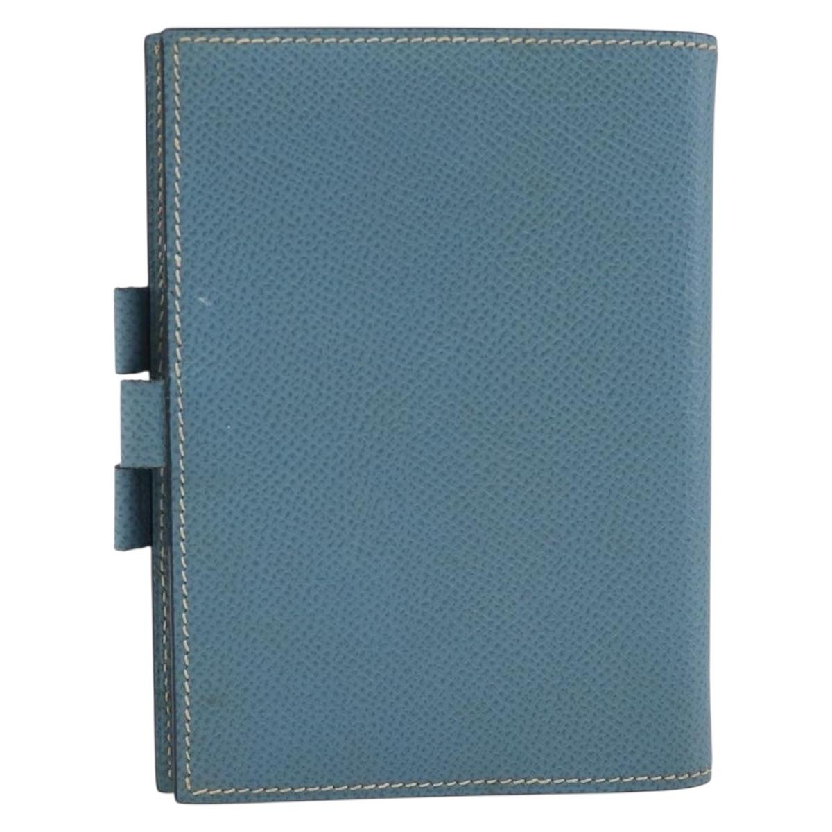 HERMES Agenda PM Day Planner Cover Leather Light Blue Silver Auth bs38008