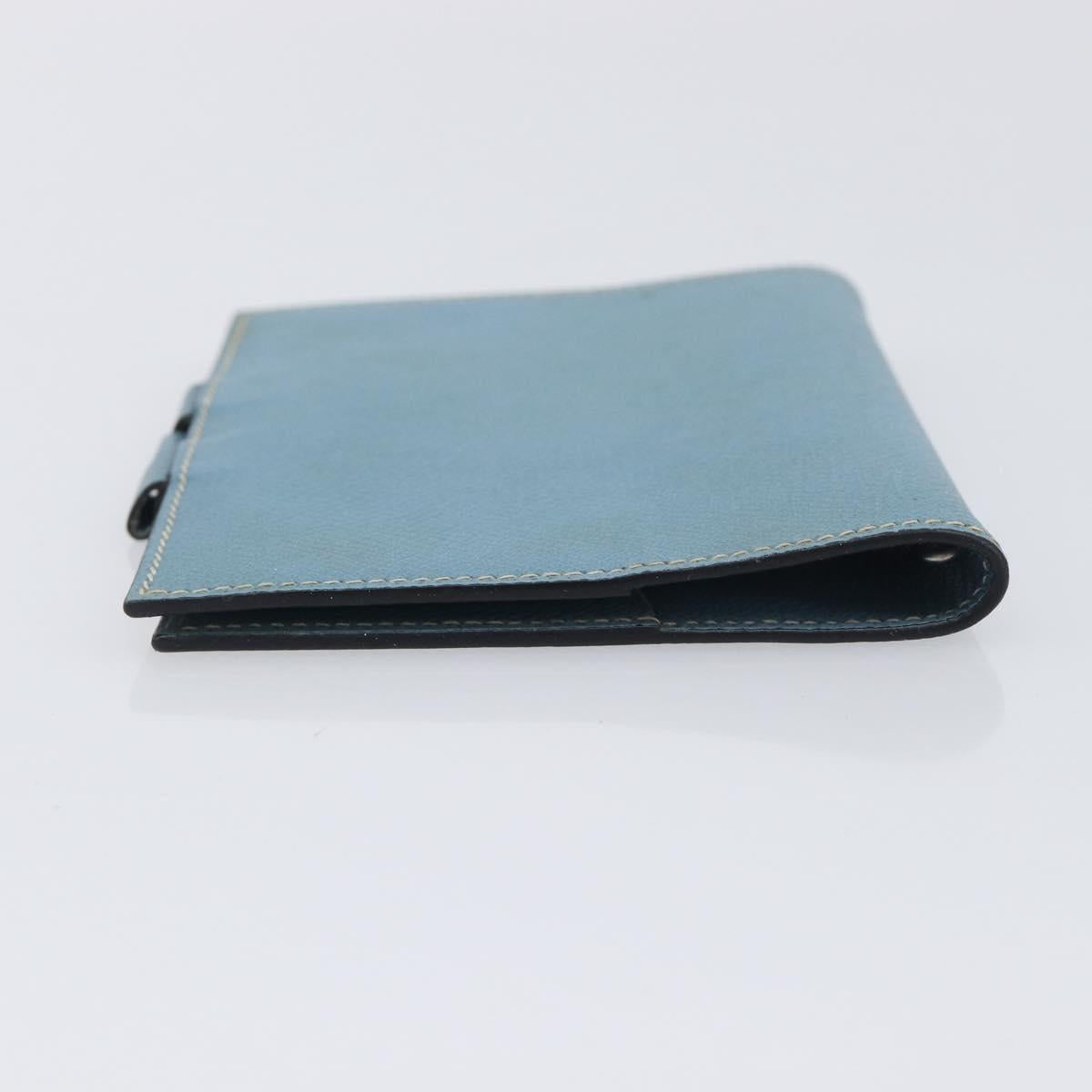 HERMES Agenda PM Day Planner Cover Leather Light Blue Silver Auth bs38008