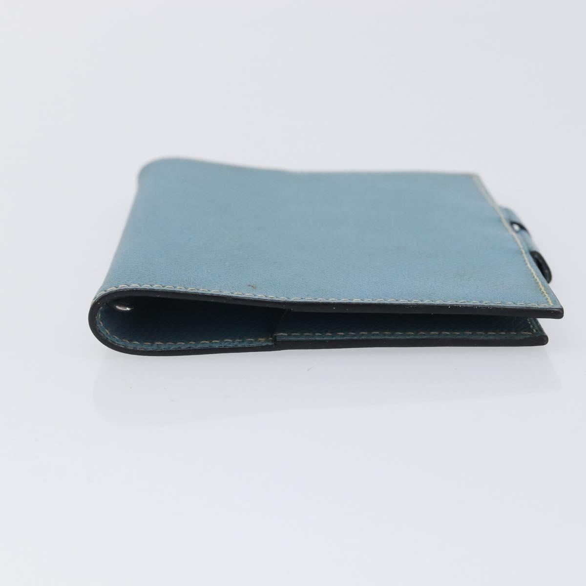 HERMES Agenda PM Day Planner Cover Leather Light Blue Silver Auth bs38008