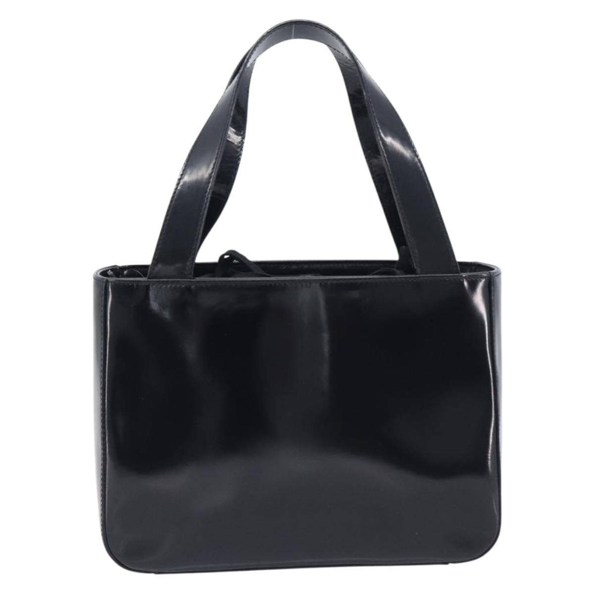 CELINE Hand Bag Patent Black Auth bs38013