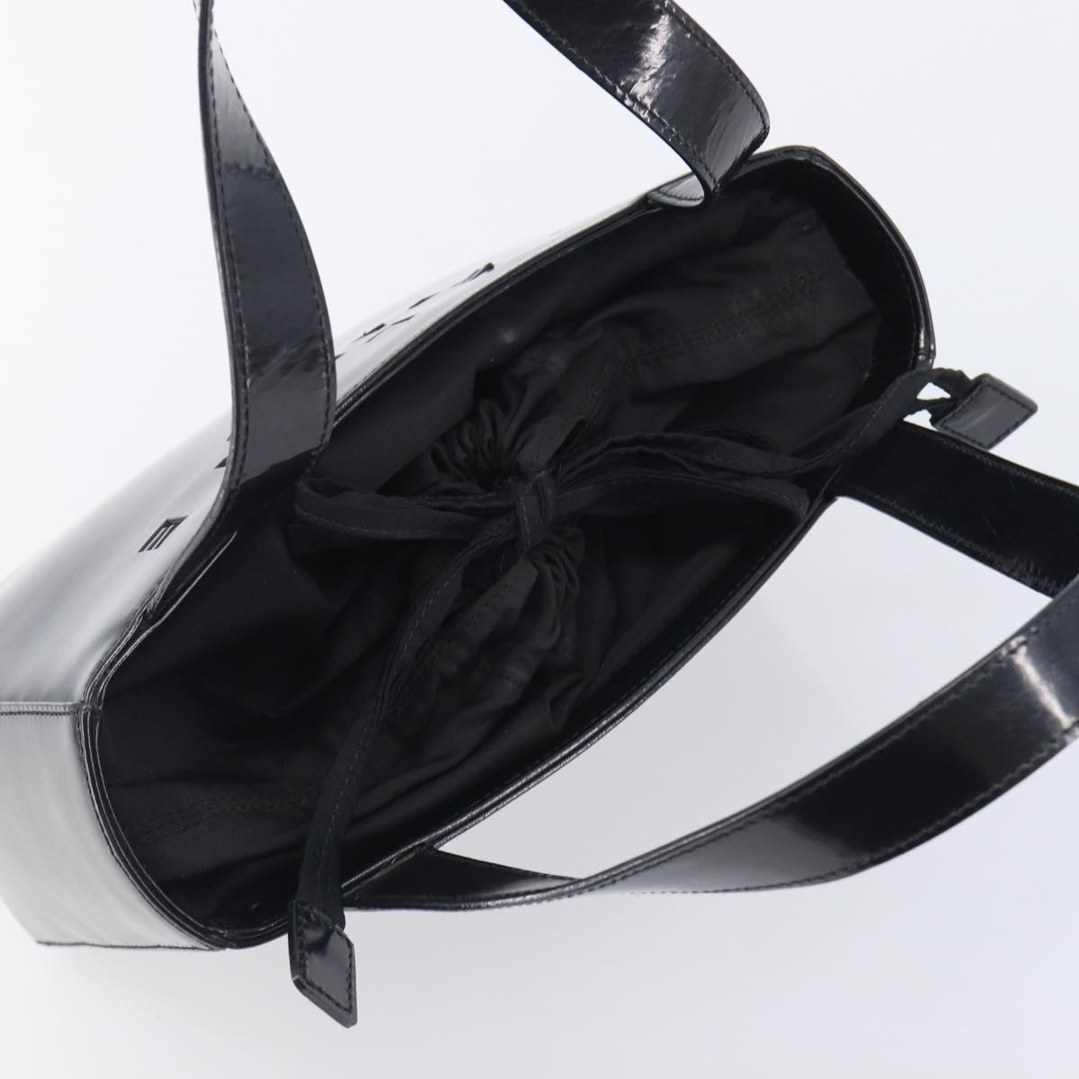 CELINE Hand Bag Patent Black Auth bs38013