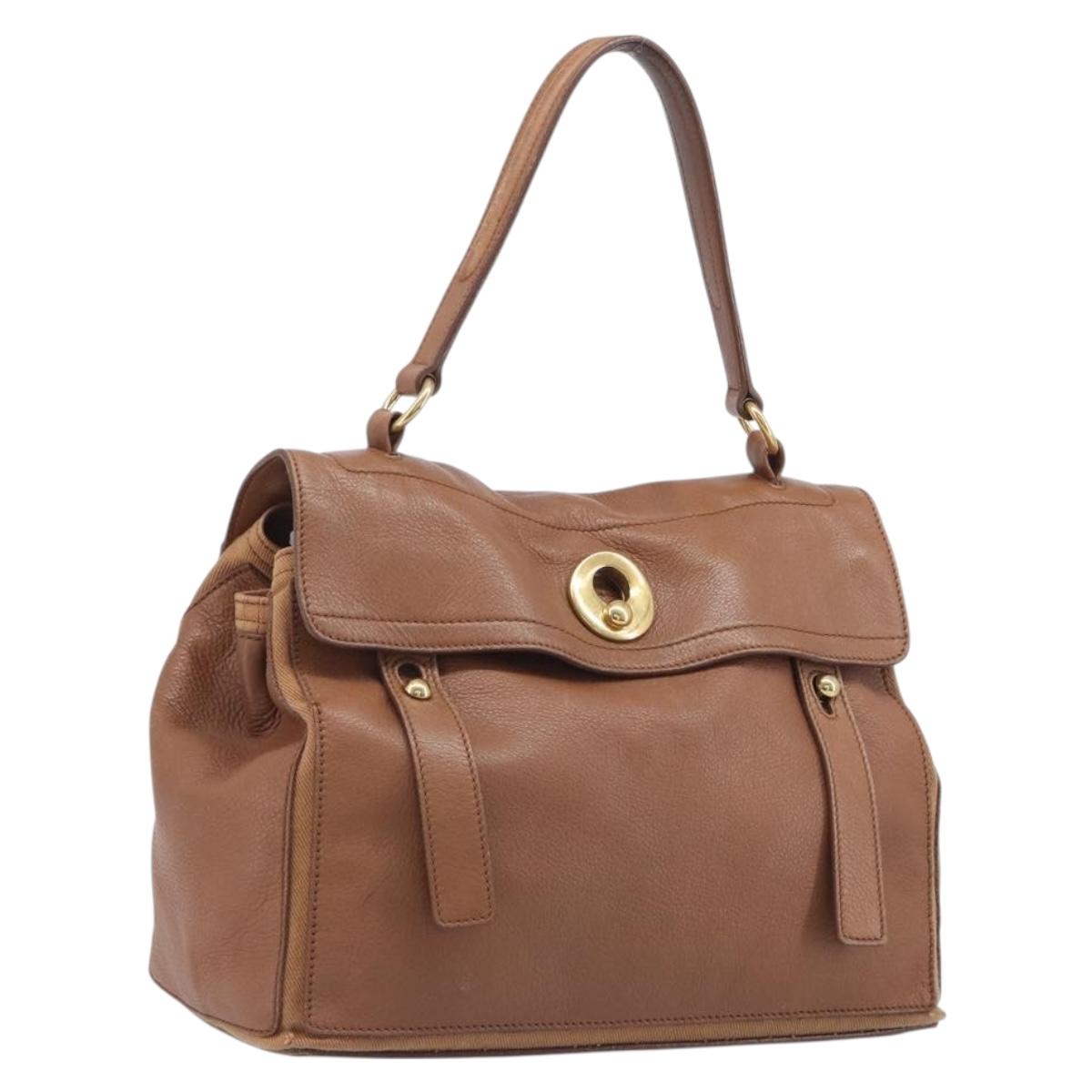 Saint Laurent Muse To Hand Bag Leather Brown Gold Tone 229680 Auth bs38016