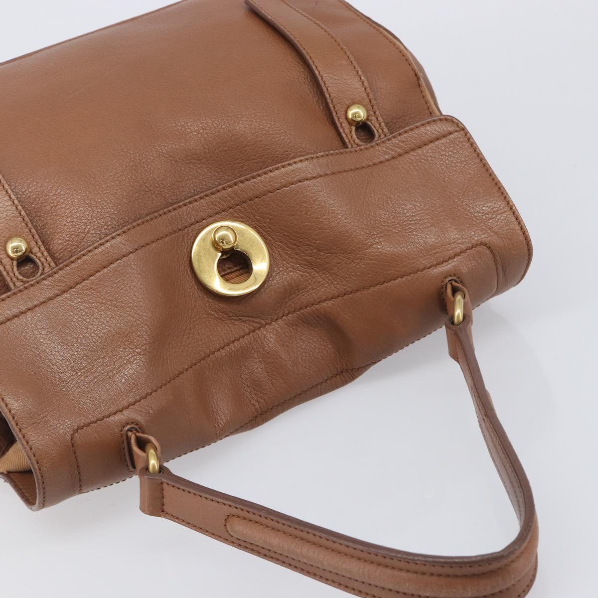 Saint Laurent Muse To Hand Bag Leather Brown Gold Tone 229680 Auth bs38016