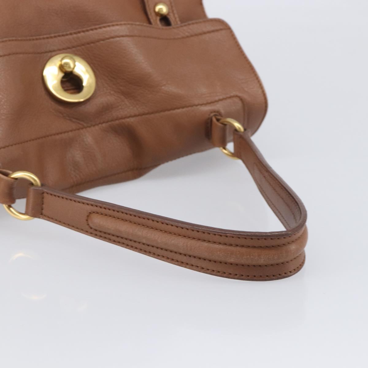 Saint Laurent Muse To Hand Bag Leather Brown Gold Tone 229680 Auth bs38016