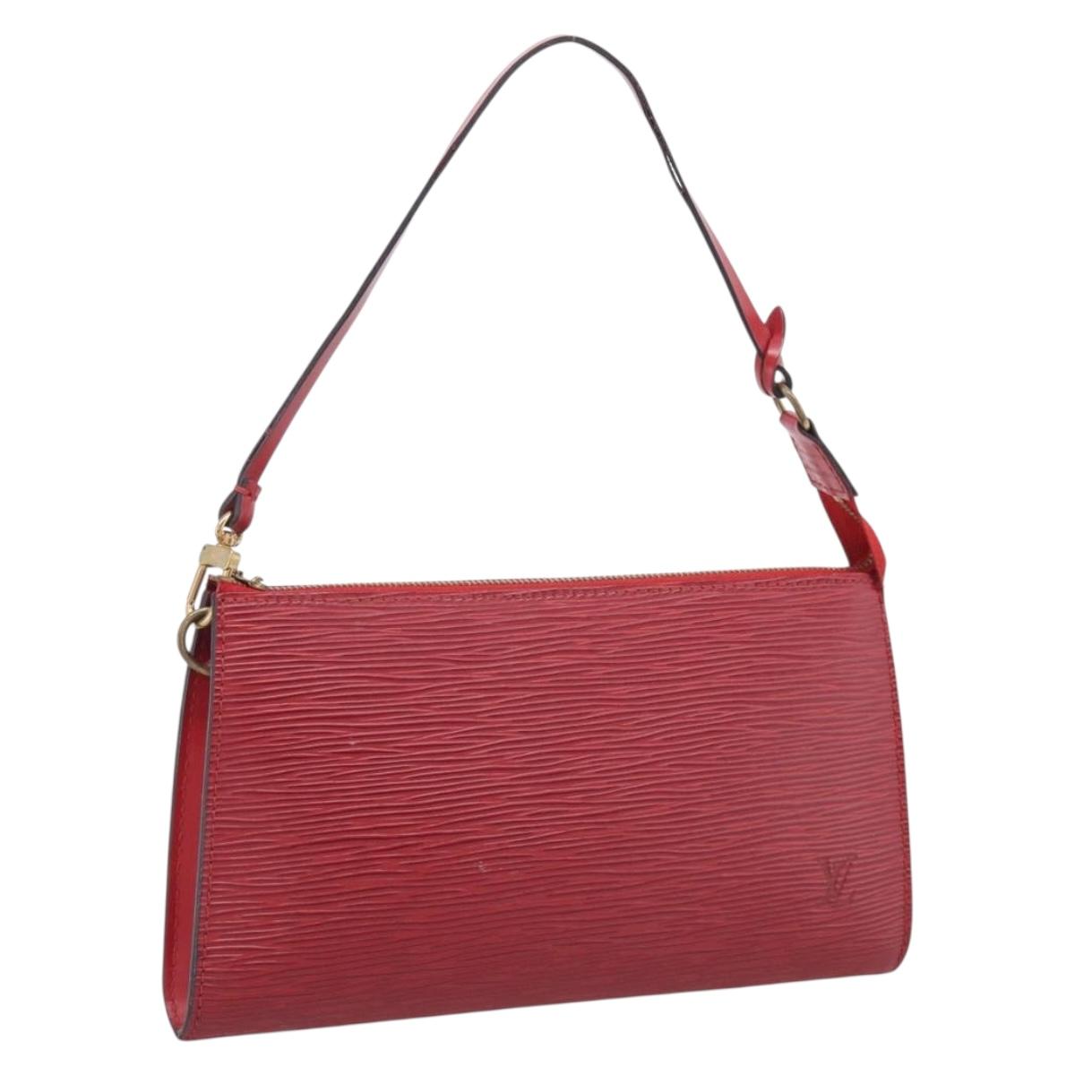 LOUIS VUITTON Epi Pochette Accessoires Accessory Pouch Red M52987 LV Auth bs38032