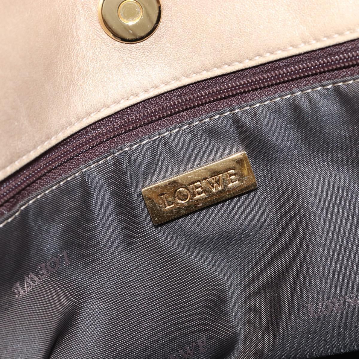 LOEWE Americana 28 Hand Bag Leather Gold Tone Auth bs38035