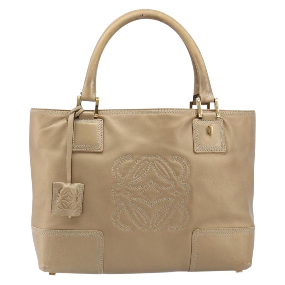 LOEWE Americana 28 Hand Bag Leather Gold Tone Auth bs38035