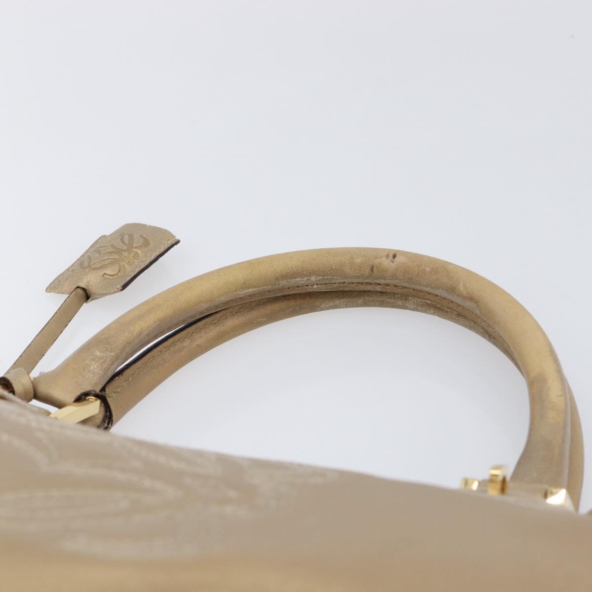 LOEWE Americana 28 Hand Bag Leather Gold Tone Auth bs38035