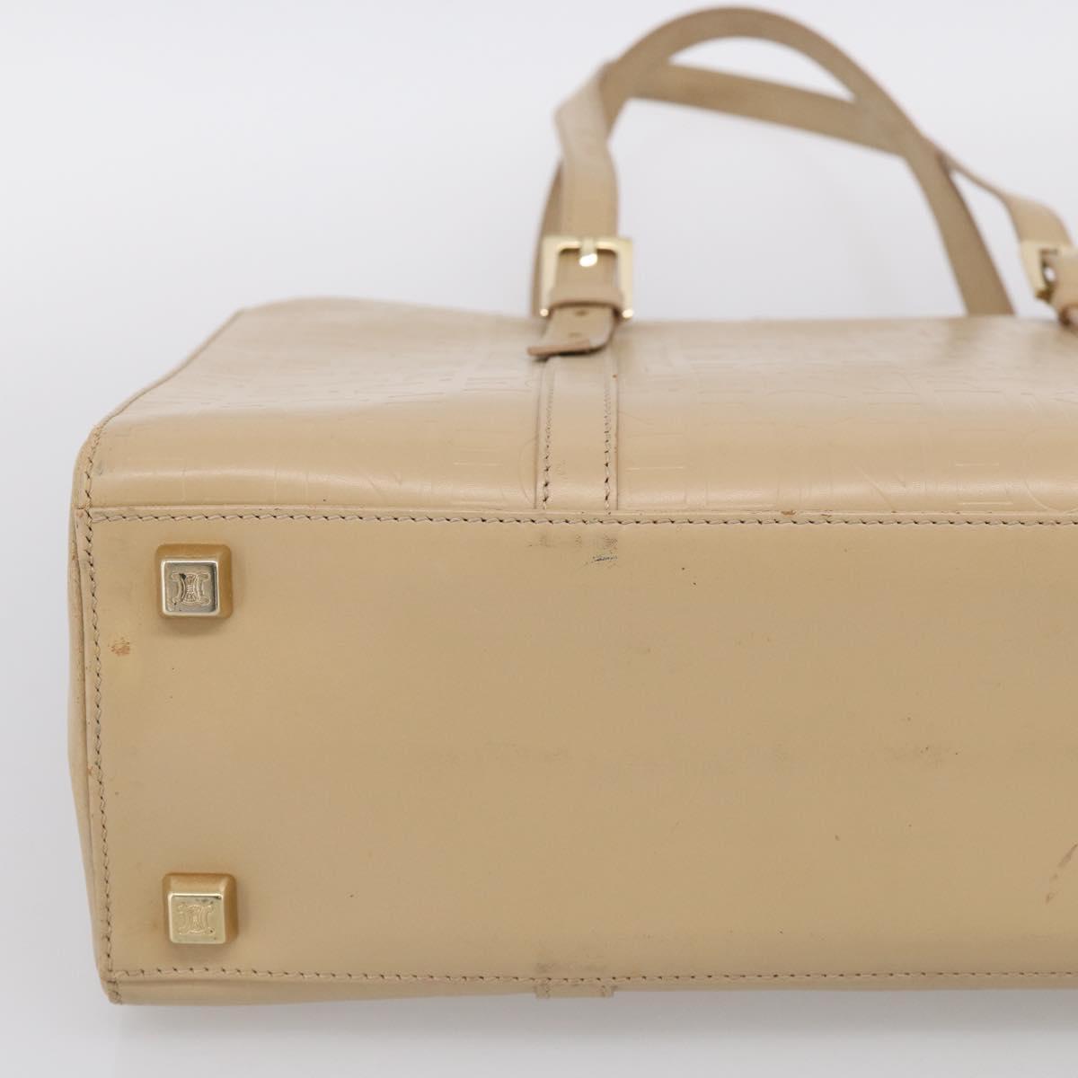 CELINE Tote Bag Leather Beige Gold Auth bs38036