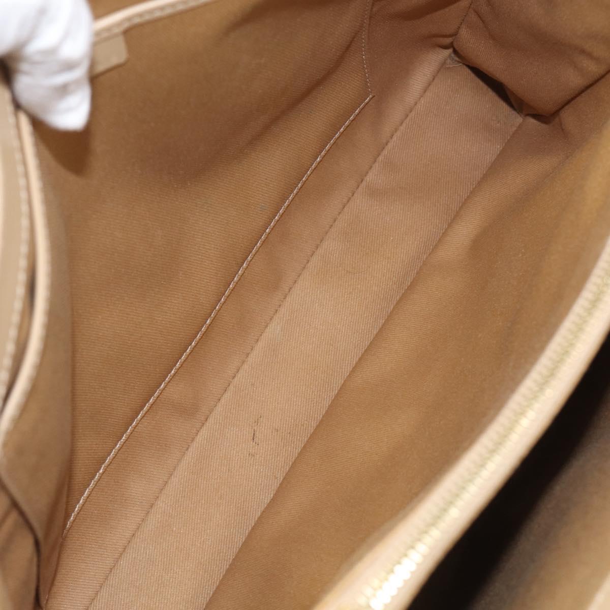 CELINE Tote Bag Leather Beige Gold Auth bs38036