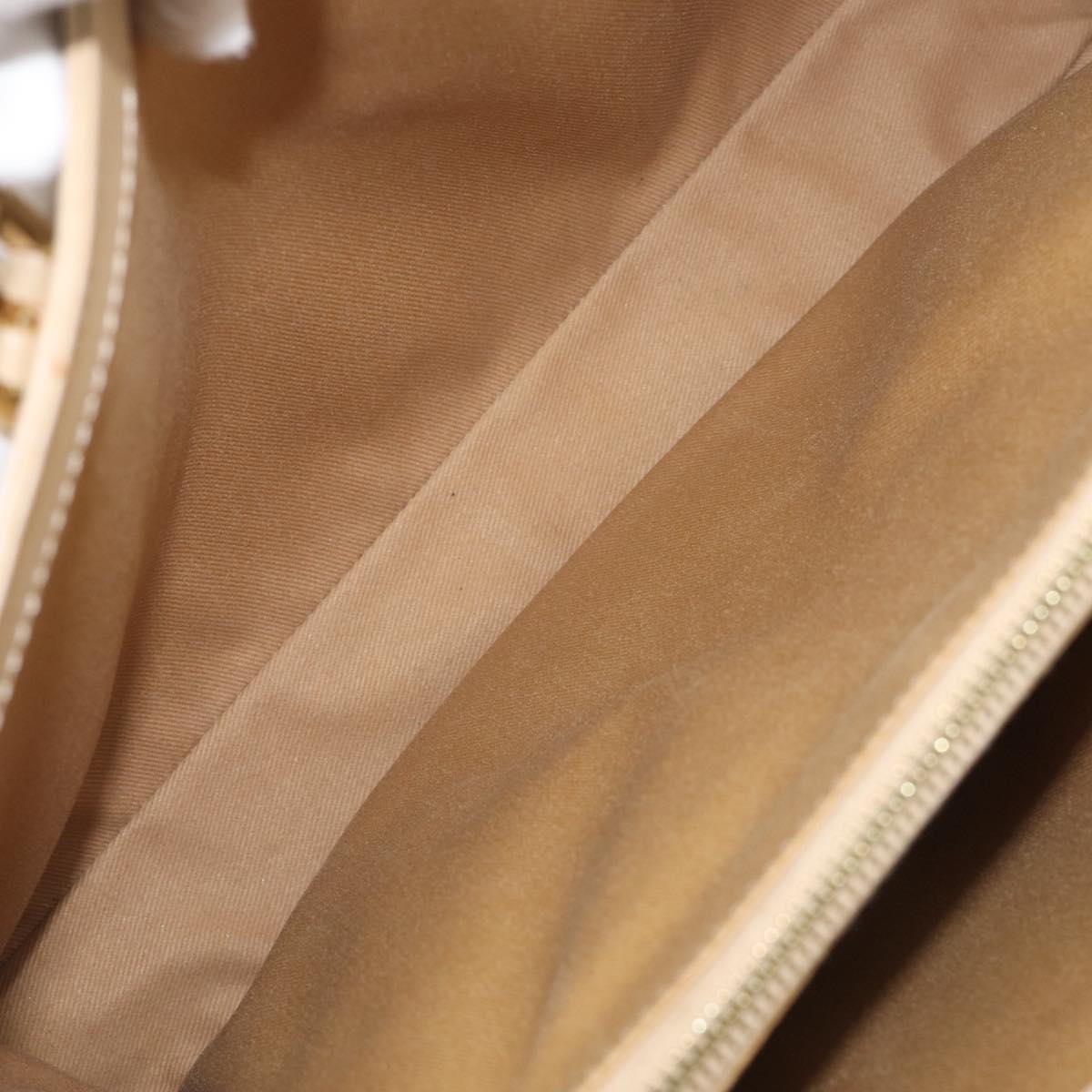 CELINE Tote Bag Leather Beige Gold Auth bs38036