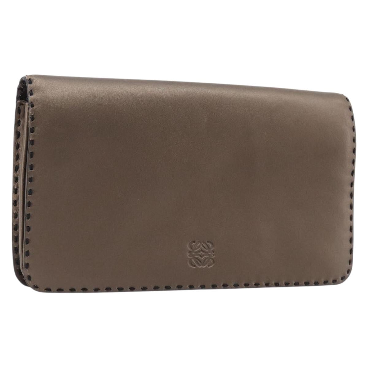 LOEWE Clutch Bag Leather Brown Auth bs38037