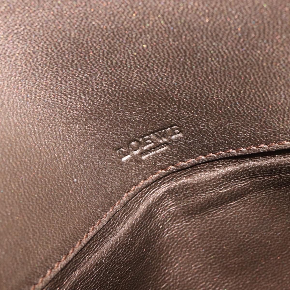 LOEWE Clutch Bag Leather Brown Auth bs38037