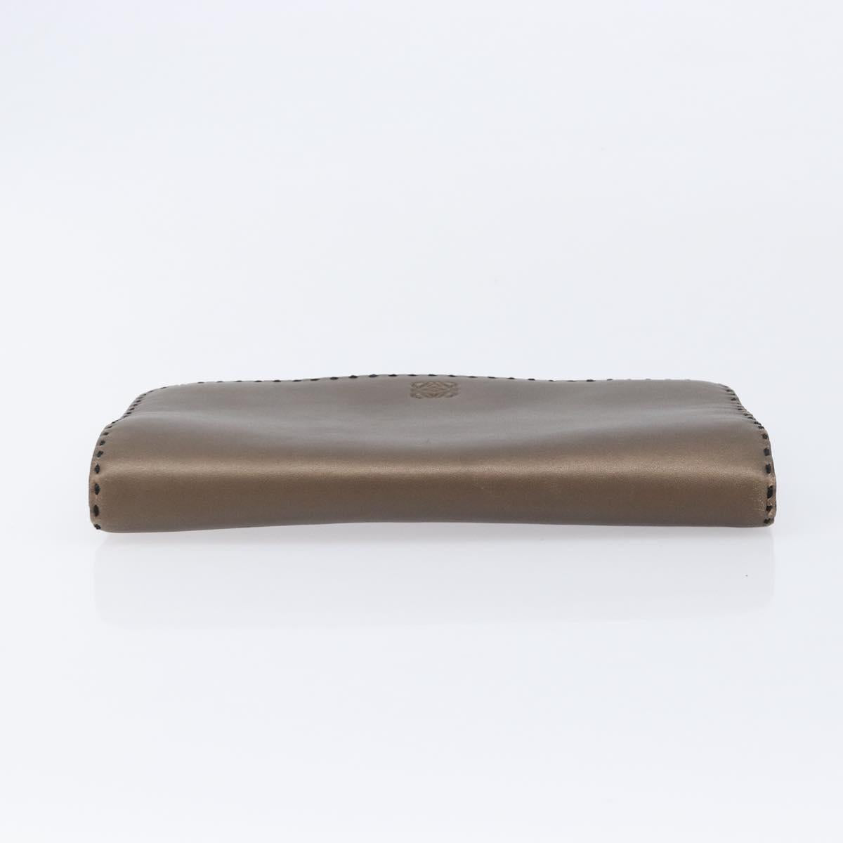 LOEWE Clutch Bag Leather Brown Auth bs38037