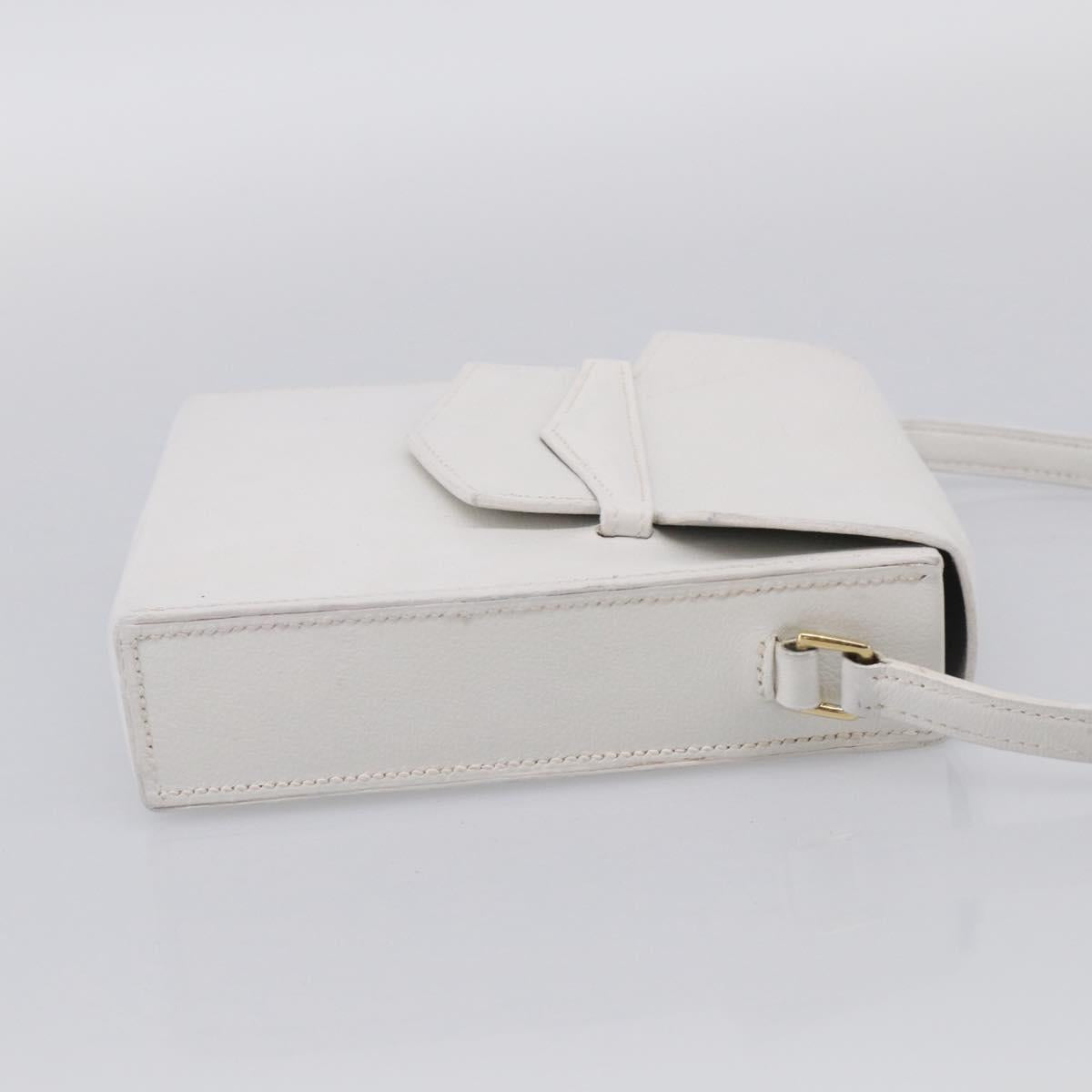 HERMES Shoulder Bag Leather White Gold Auth bs38040