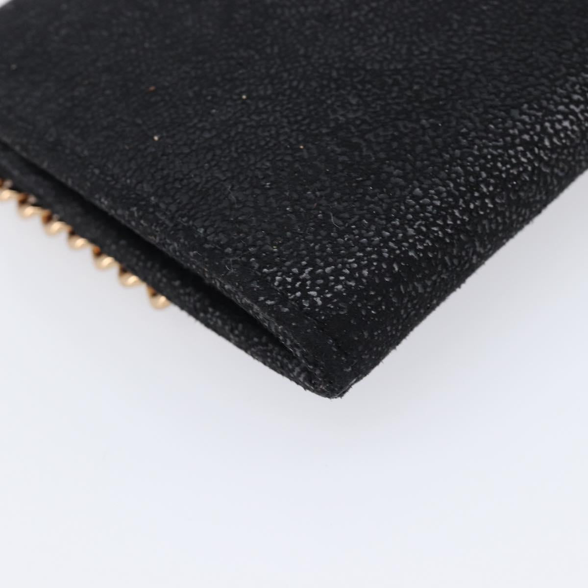 Stella McCartney Fabera Long Wallet Polyester Black Gold Auth bs38046