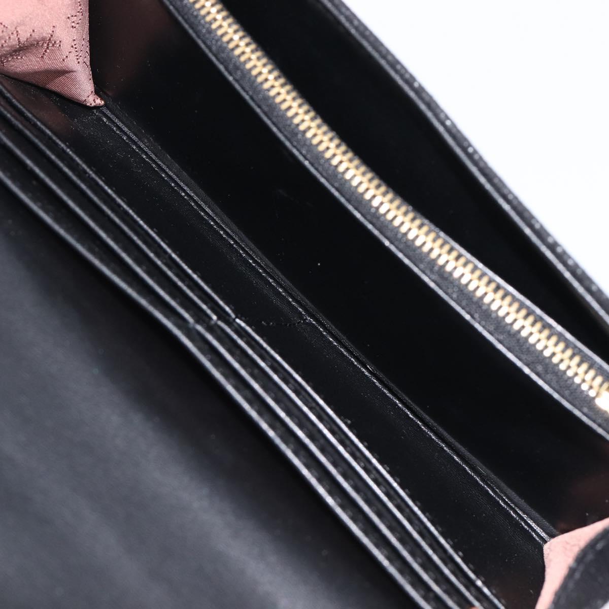 Stella McCartney Fabera Long Wallet Polyester Black Gold Auth bs38046