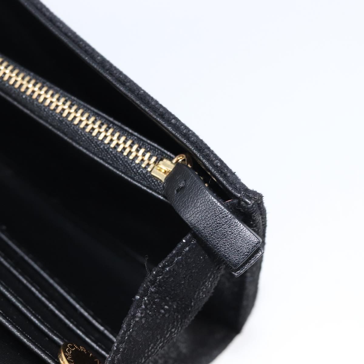 Stella McCartney Fabera Long Wallet Polyester Black Gold Auth bs38046