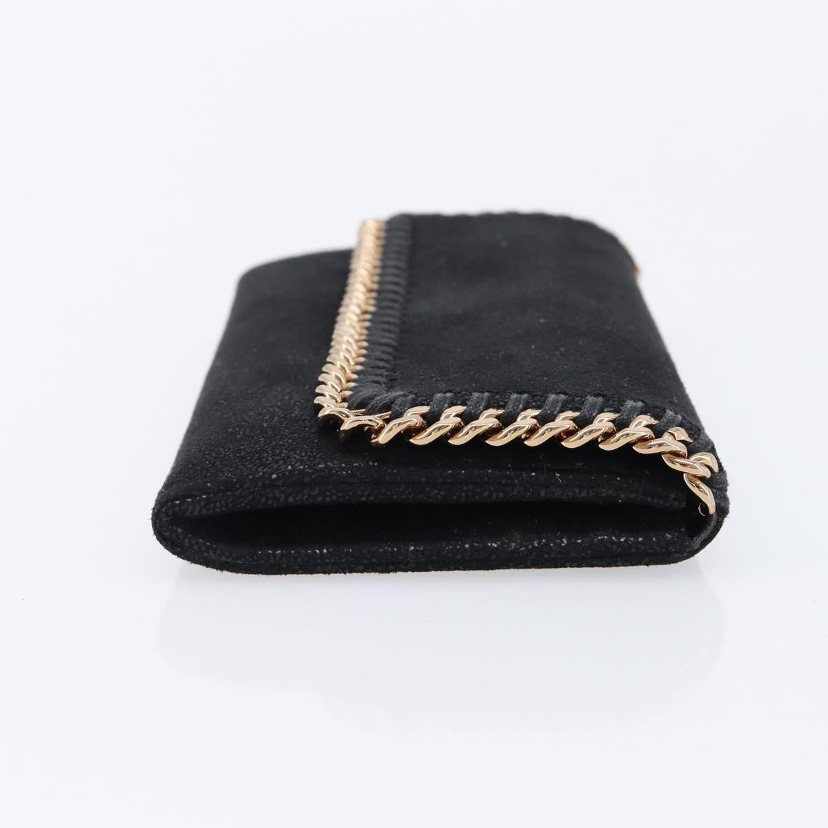 Stella McCartney Fabera Long Wallet Polyester Black Gold Auth bs38046