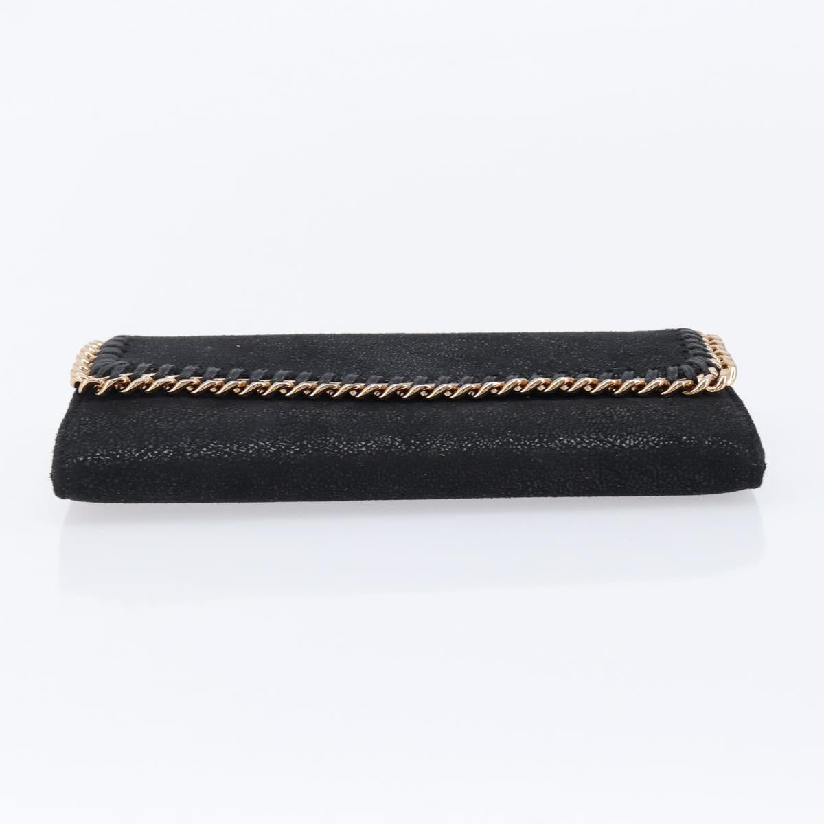 Stella McCartney Fabera Long Wallet Polyester Black Gold Auth bs38046